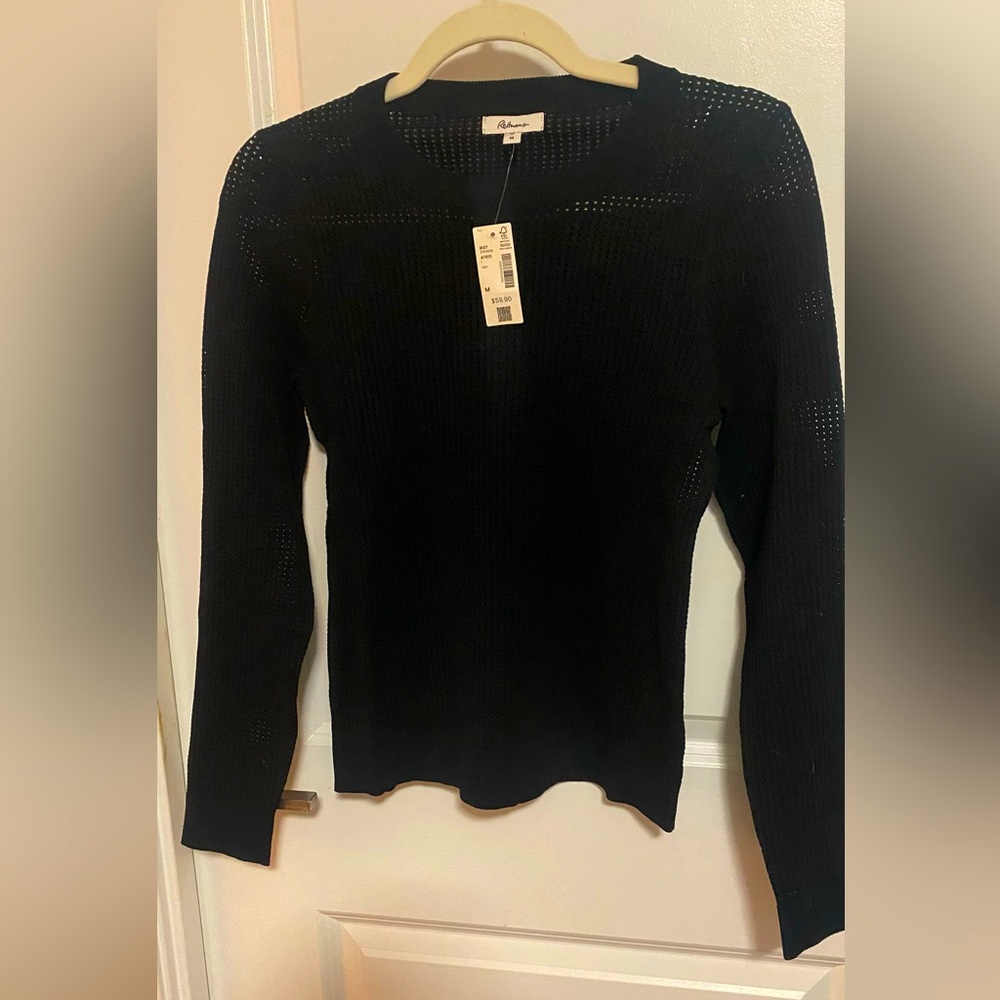 Black long sleeve shirt, sheer Size M NWT